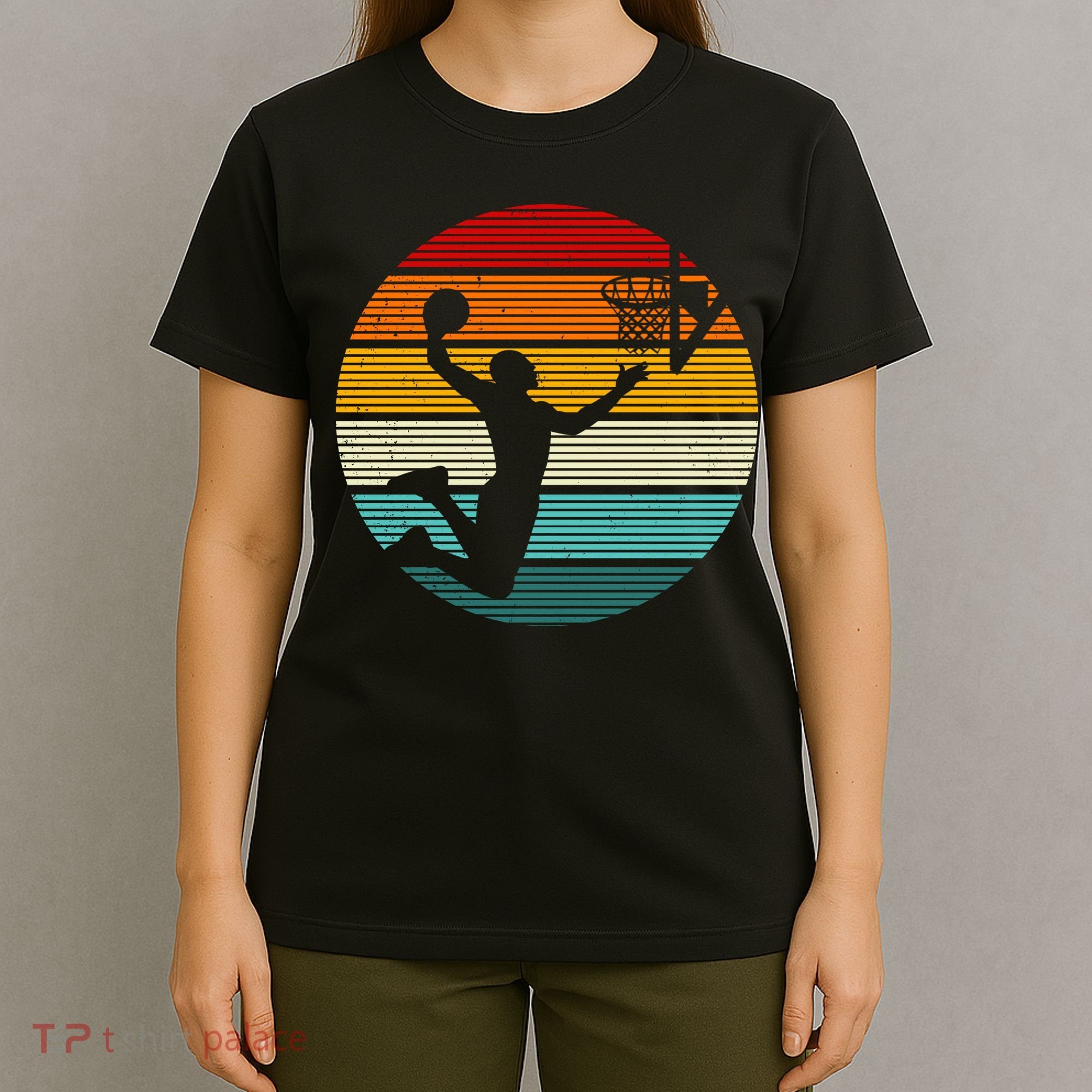 Basketball Player Dunk Retro Sunset T-Shirt