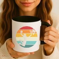Basketball Player Dunk Retro Sunset Coffee Mug thumb 3