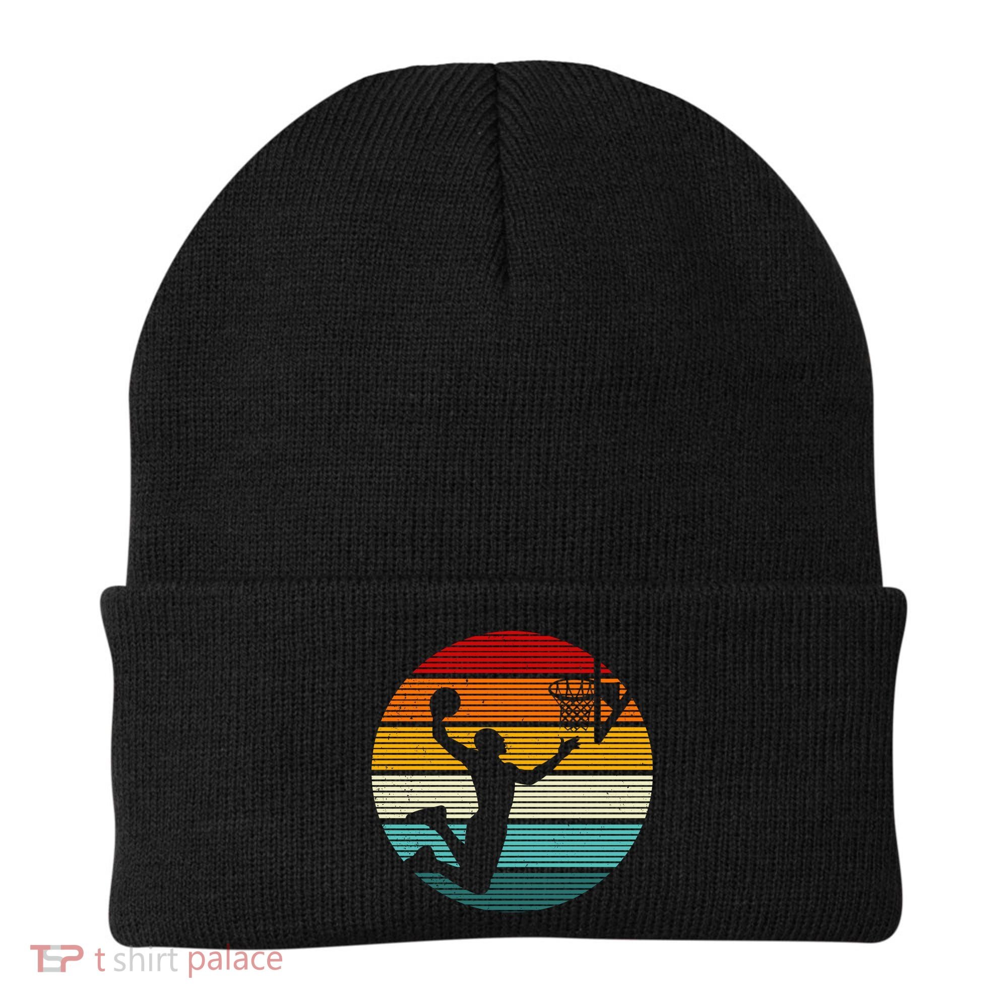 Basketball Player Dunk Retro Sunset Beanie