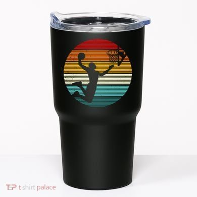 Basketball Player Dunk Retro Sunset Tumbler