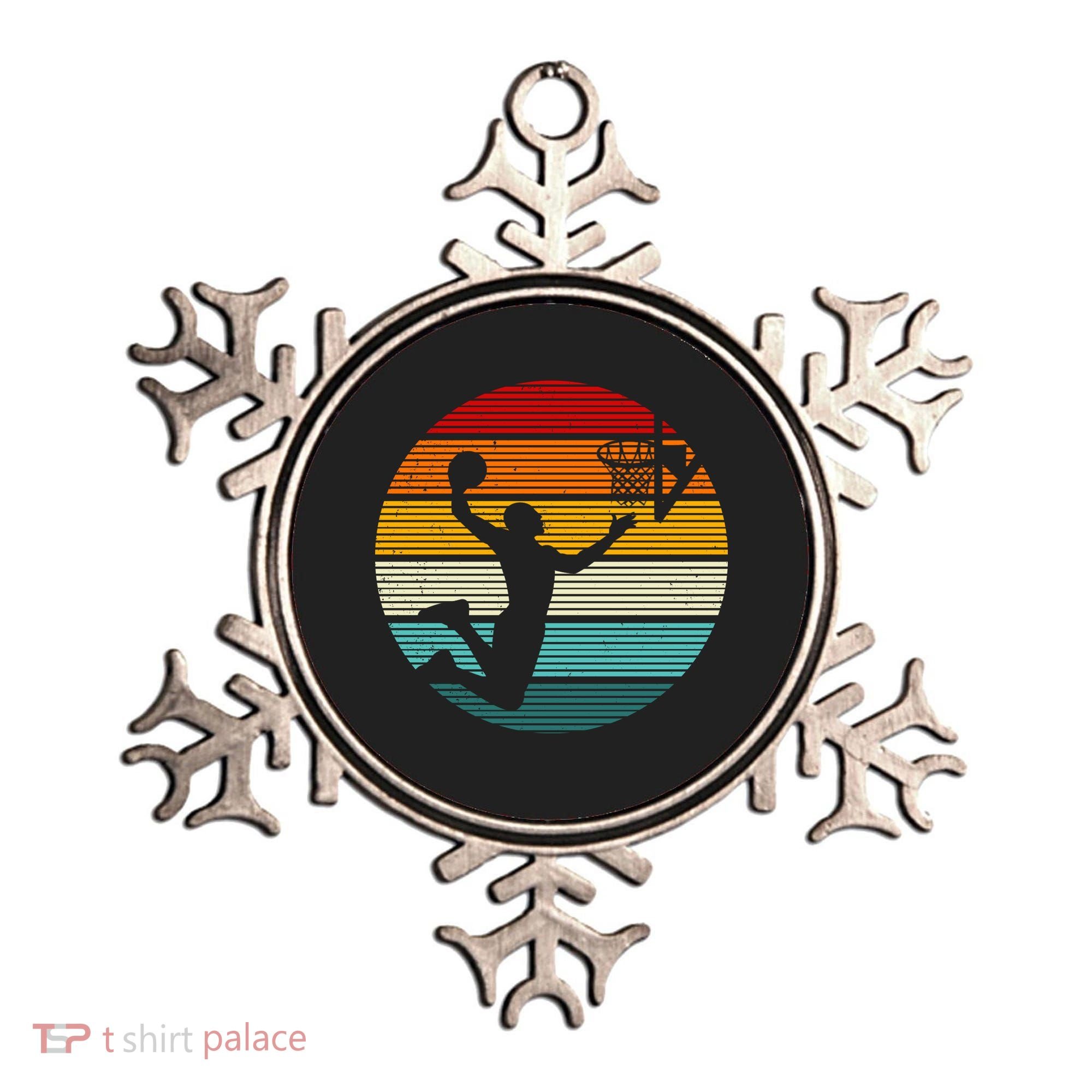 Basketball Player Dunk Retro Sunset Ornament