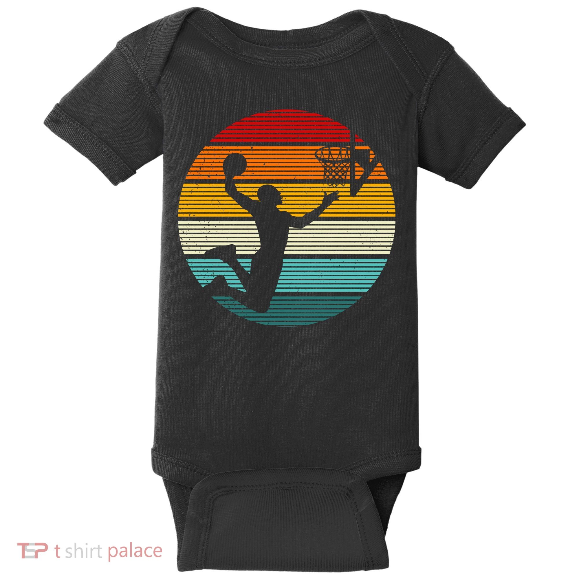 Basketball Player Dunk Retro Sunset Baby Bodysuit