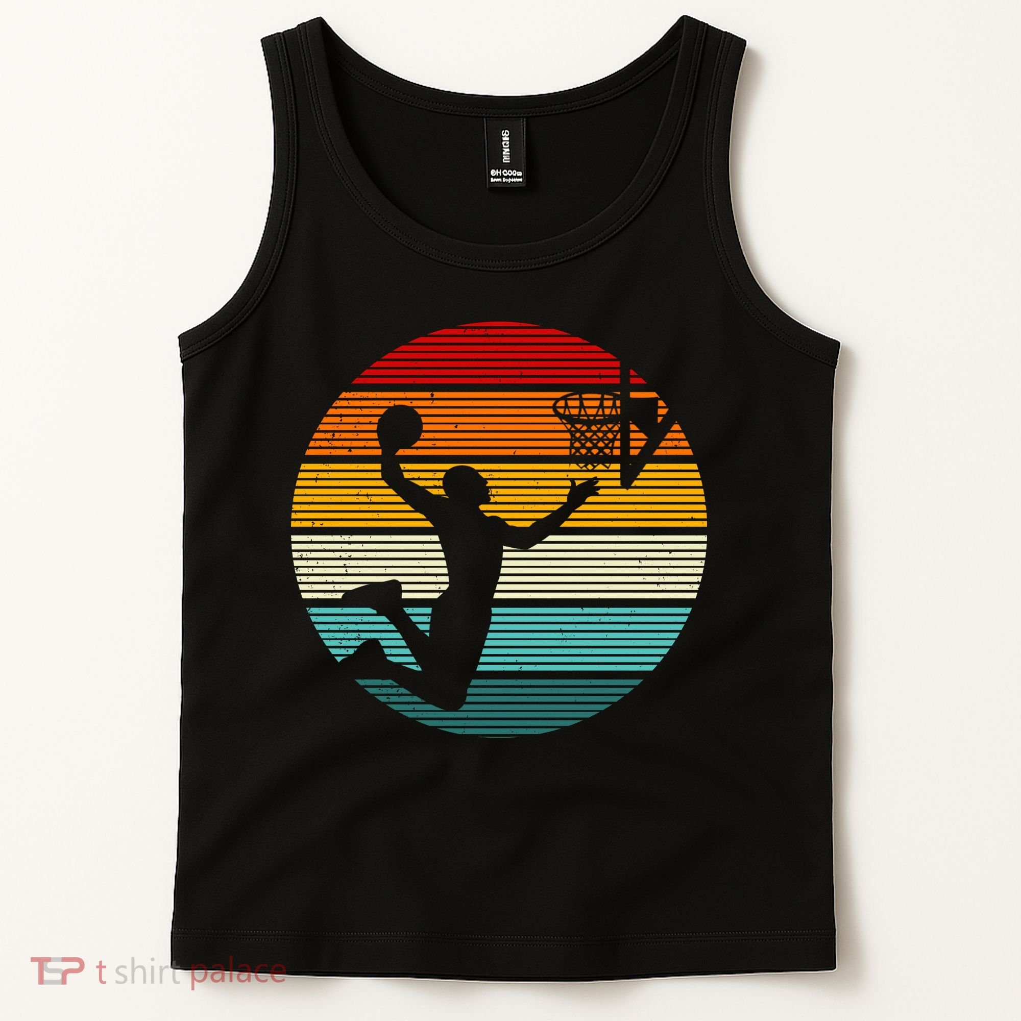 Basketball Player Dunk Retro Sunset Tank Top
