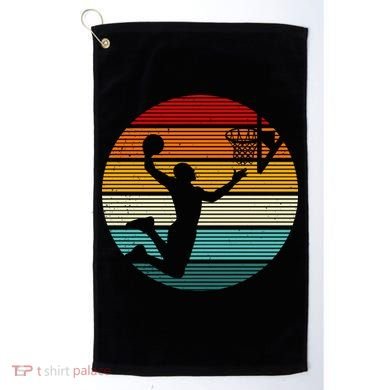 Basketball Player Dunk Retro Sunset Golf Towel