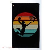 Basketball Player Dunk Retro Sunset Golf Towel thumb 0