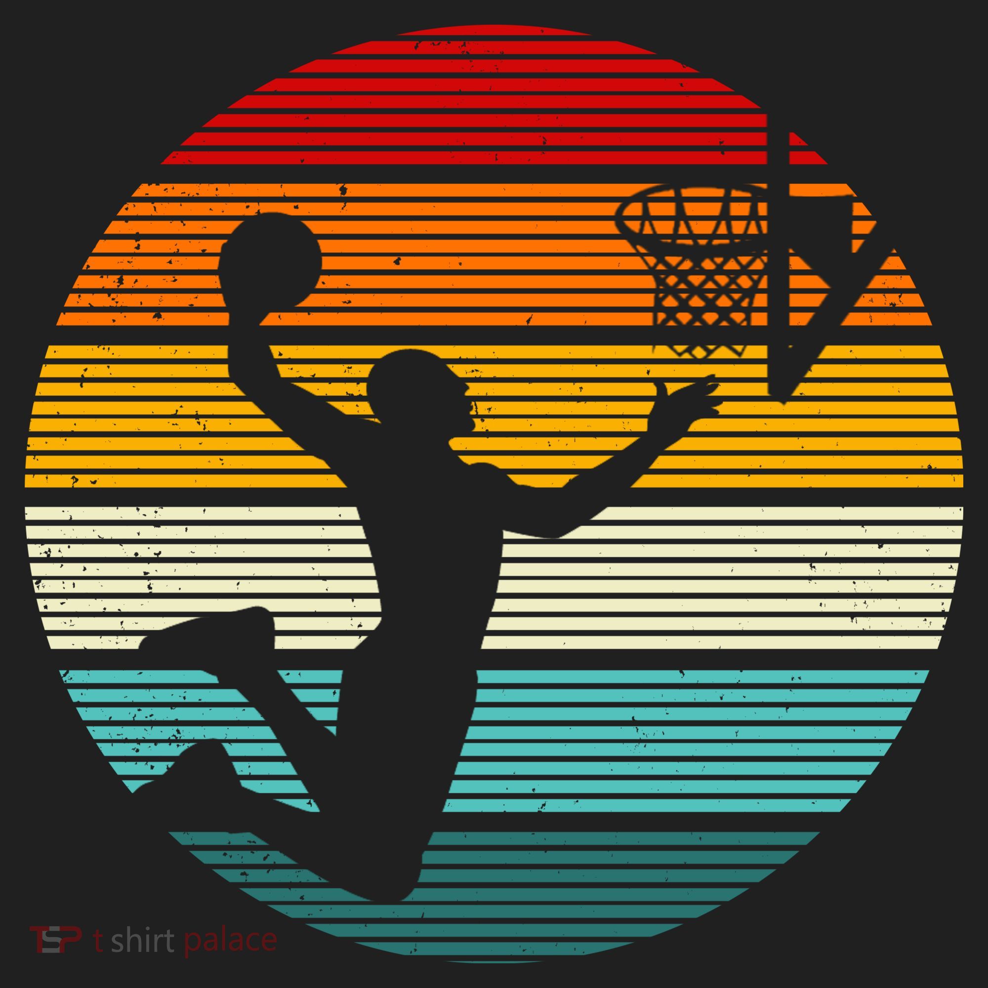 Basketball Player Dunk Retro Sunset Golf Towel