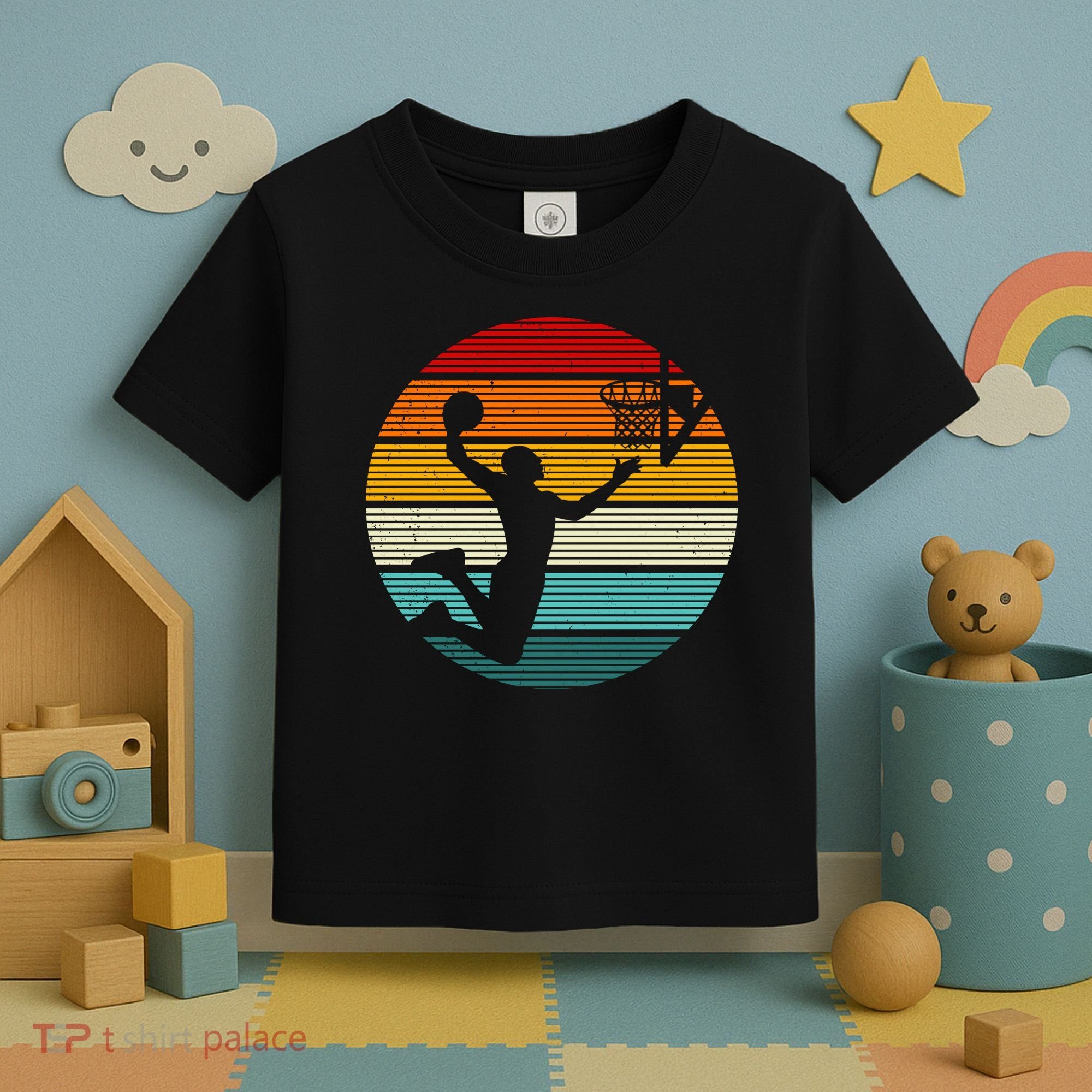 Basketball Player Dunk Retro Sunset Toddler T-Shirt