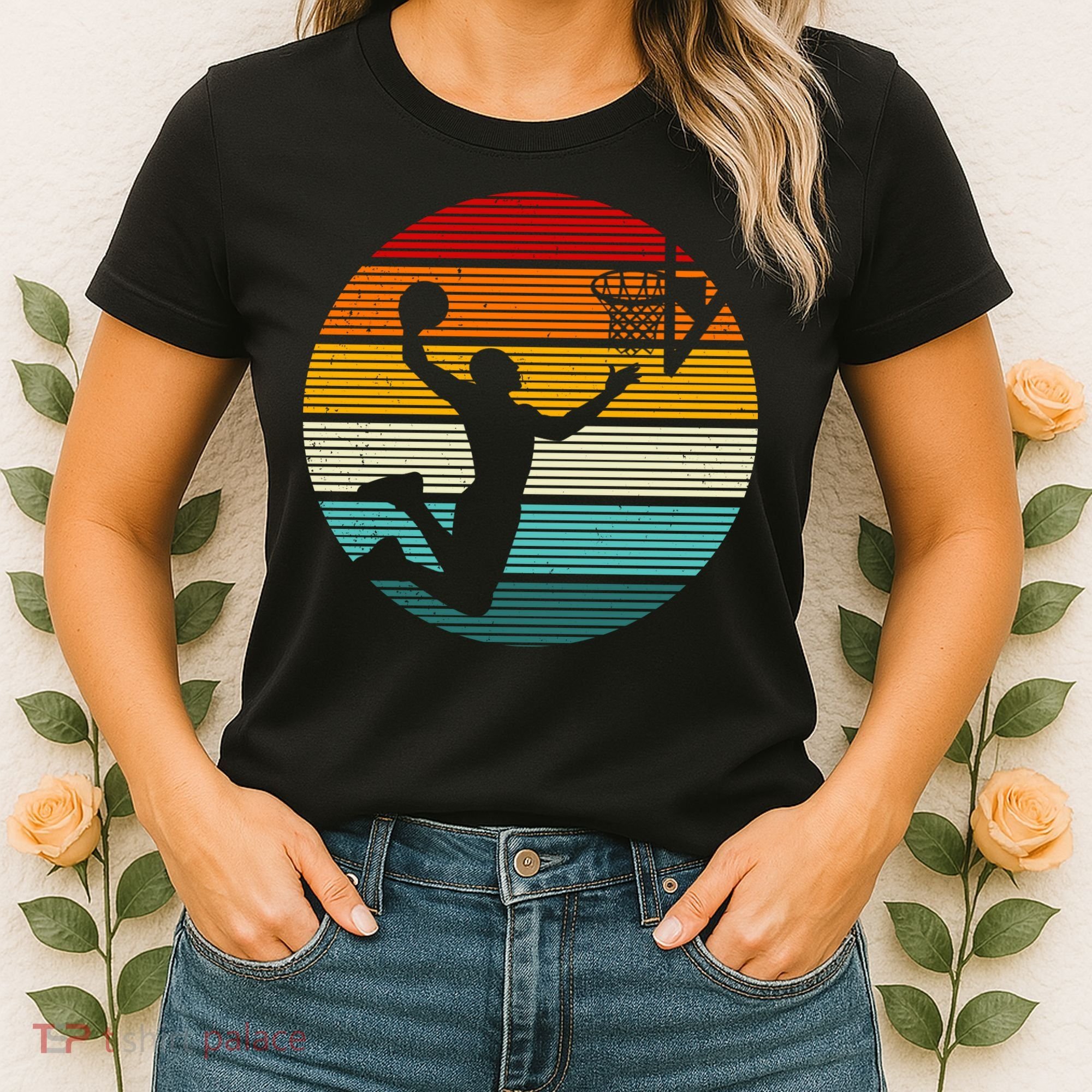 Basketball Player Dunk Retro Sunset Women's T-Shirt