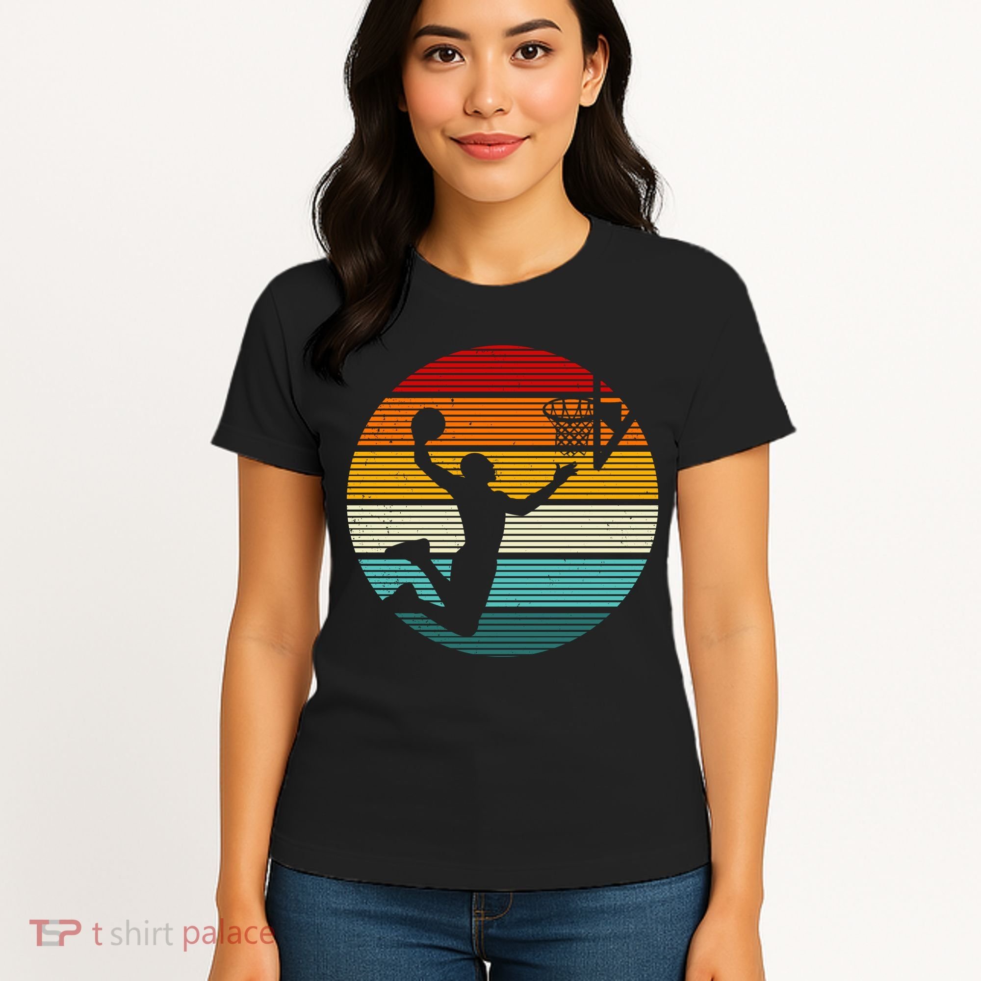 Basketball Player Dunk Retro Sunset Women's T-Shirt