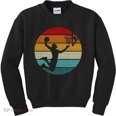 Basketball Player Dunk Retro Sunset Kids Sweatshirt