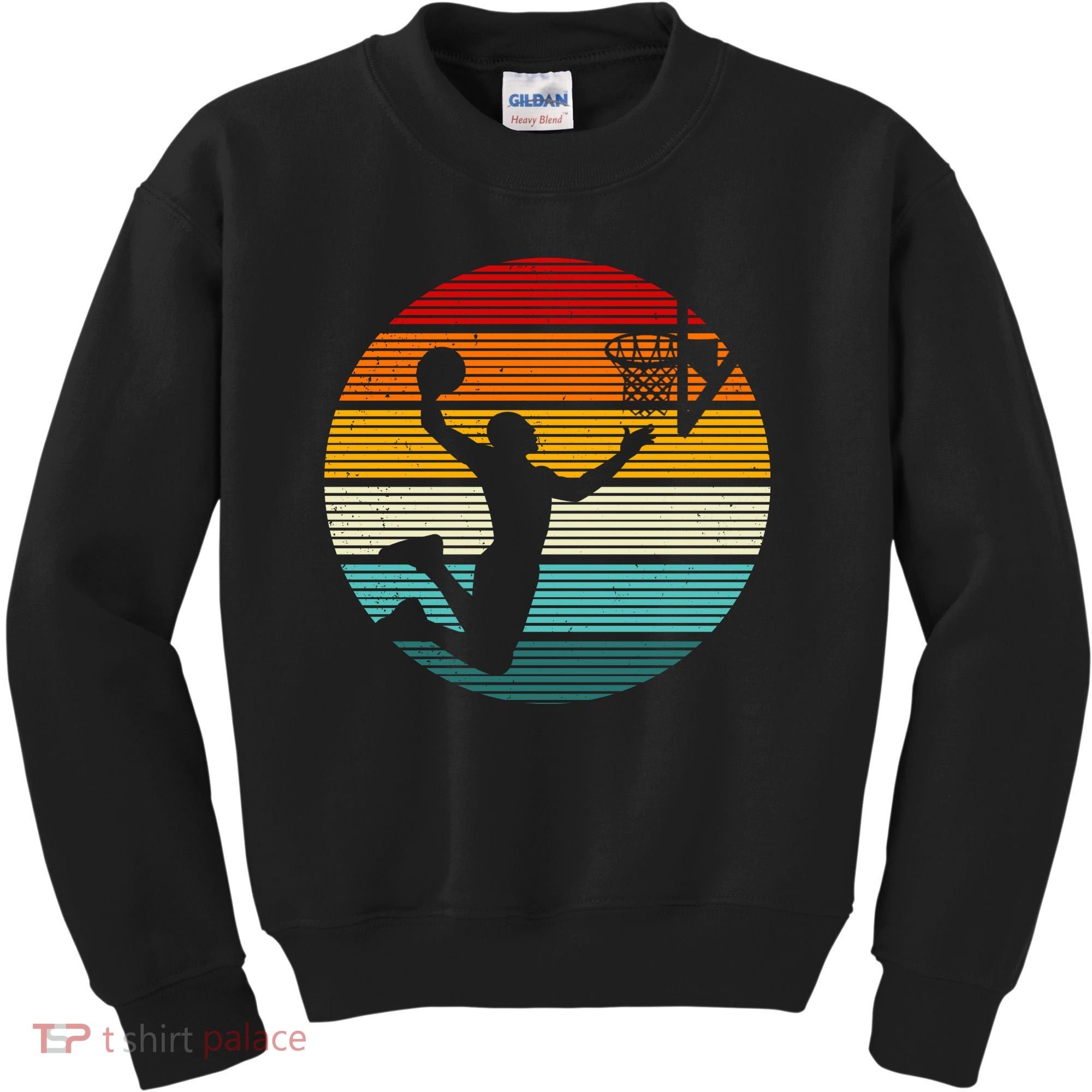 Basketball Player Dunk Retro Sunset Kids Sweatshirt