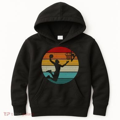 Basketball Player Dunk Retro Sunset Kids Hoodie