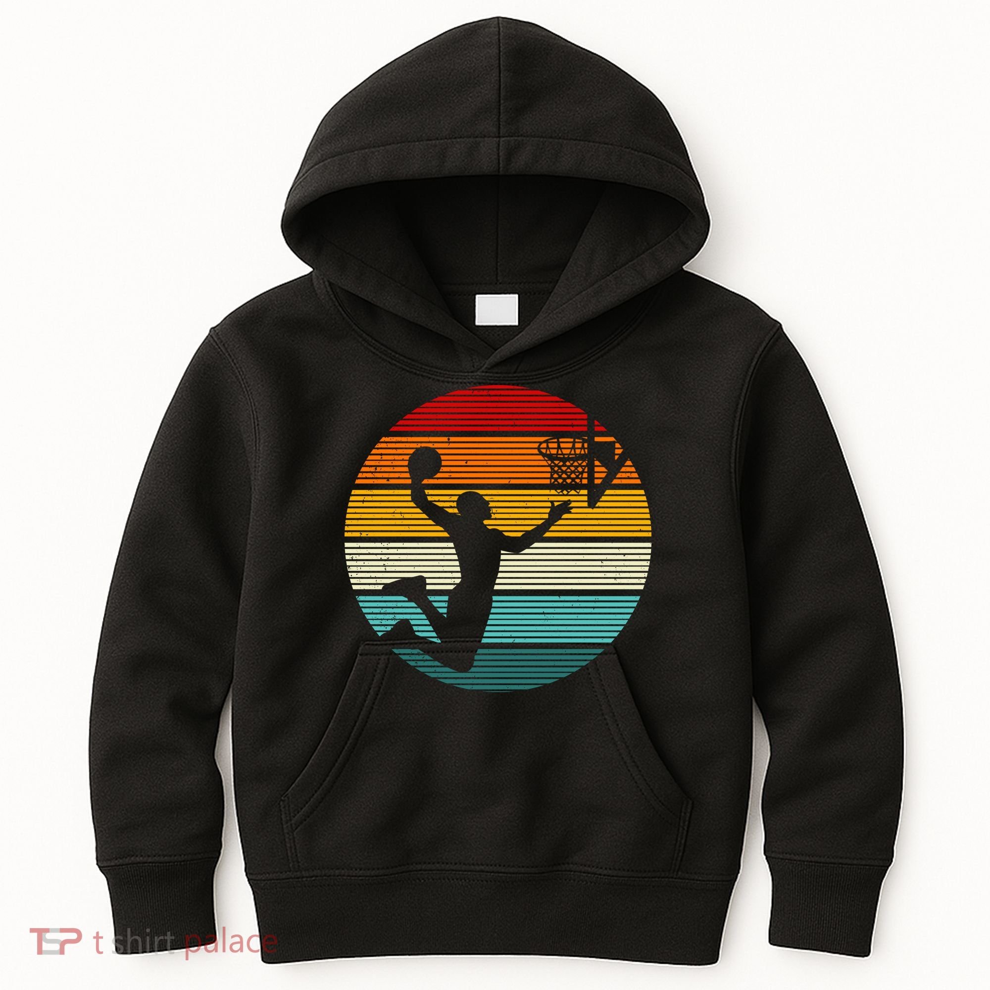 Basketball Player Dunk Retro Sunset Kids Hoodie