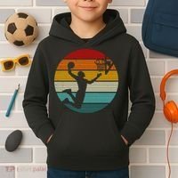 Basketball Player Dunk Retro Sunset Kids Hoodie thumb 2