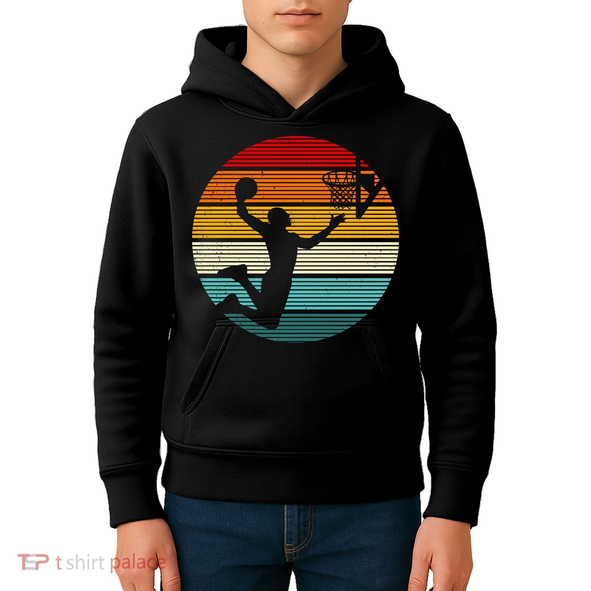 Basketball Player Dunk Retro Sunset Kids Hoodie