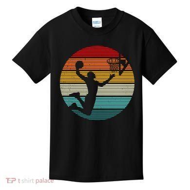 Basketball Player Dunk Retro Sunset Kids T-Shirt