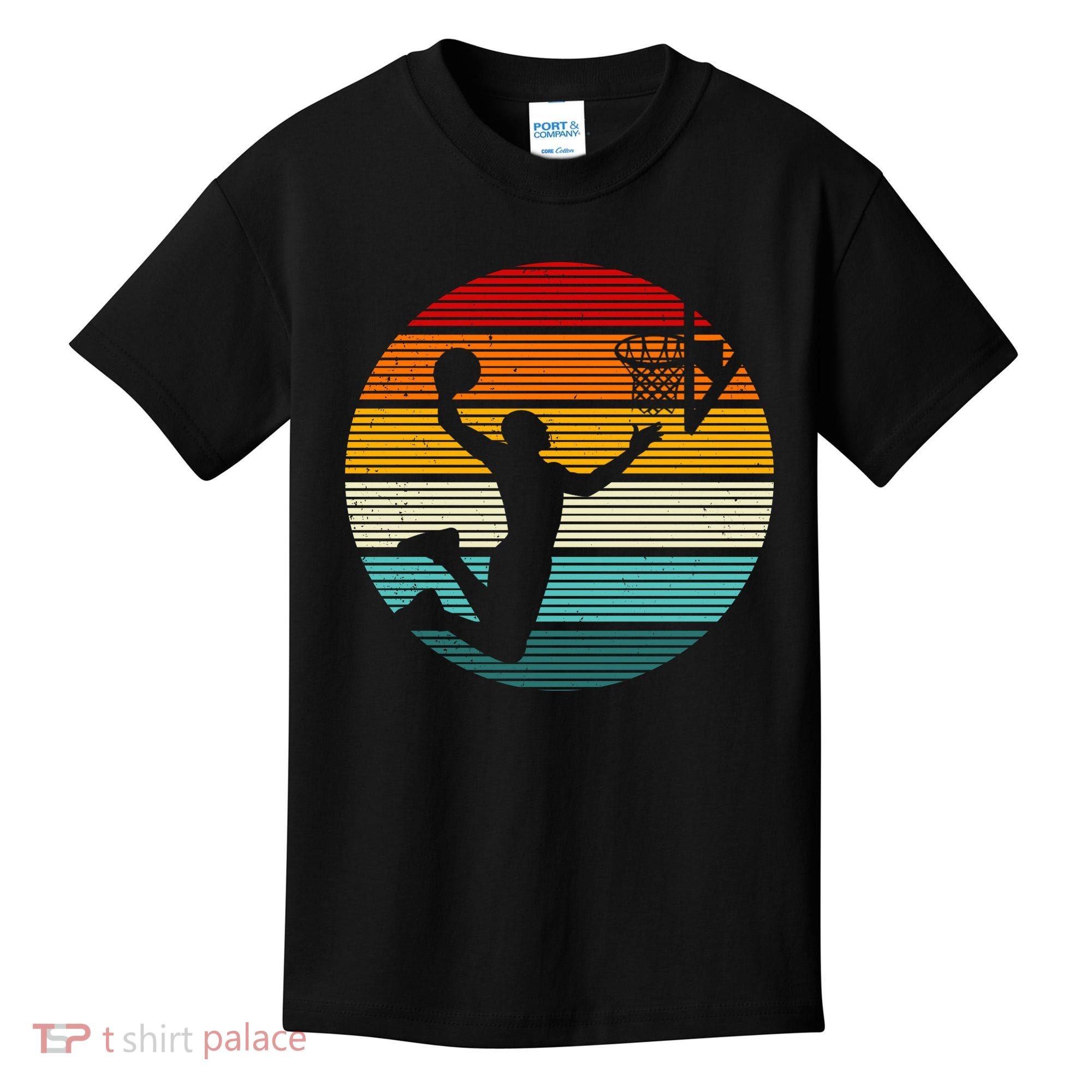Basketball Player Dunk Retro Sunset Kids T-Shirt