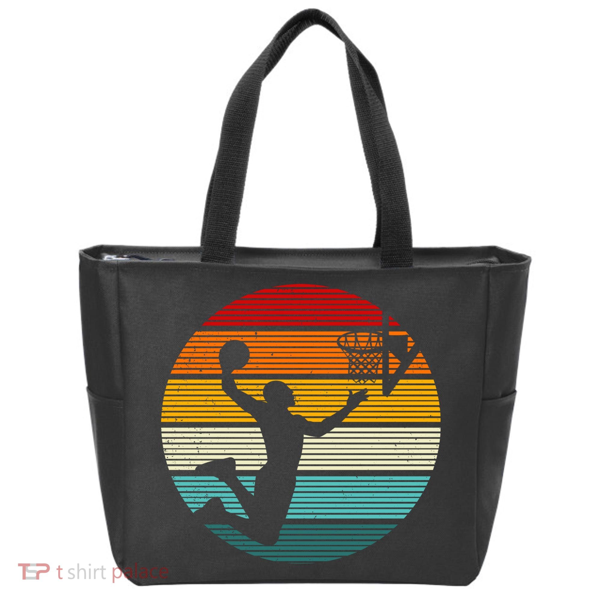 Basketball Player Dunk Retro Sunset Tote Bag