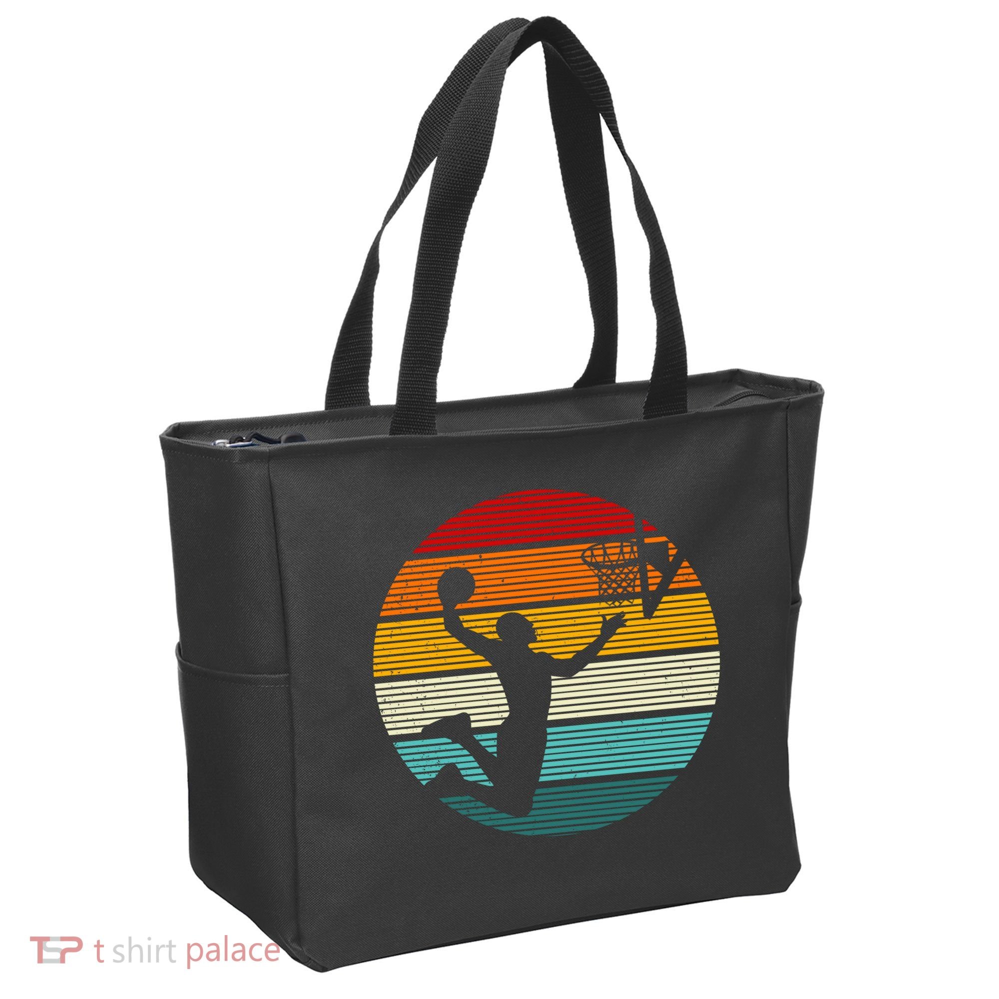 Basketball Player Dunk Retro Sunset Tote Bag