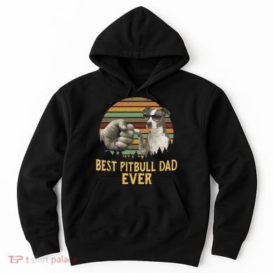 Best Pitbull Dad Ever Vintage Sunset Retro Hoodie
