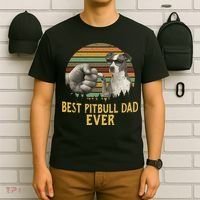 Best Pitbull Dad Ever Vintage Sunset Retro T-Shirt thumb 6