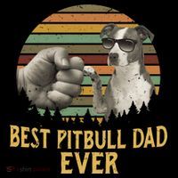 Best Pitbull Dad Ever Vintage Sunset Retro T-Shirt thumb 7