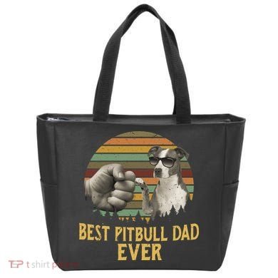 Best Pitbull Dad Ever Vintage Sunset Retro Tote Bag