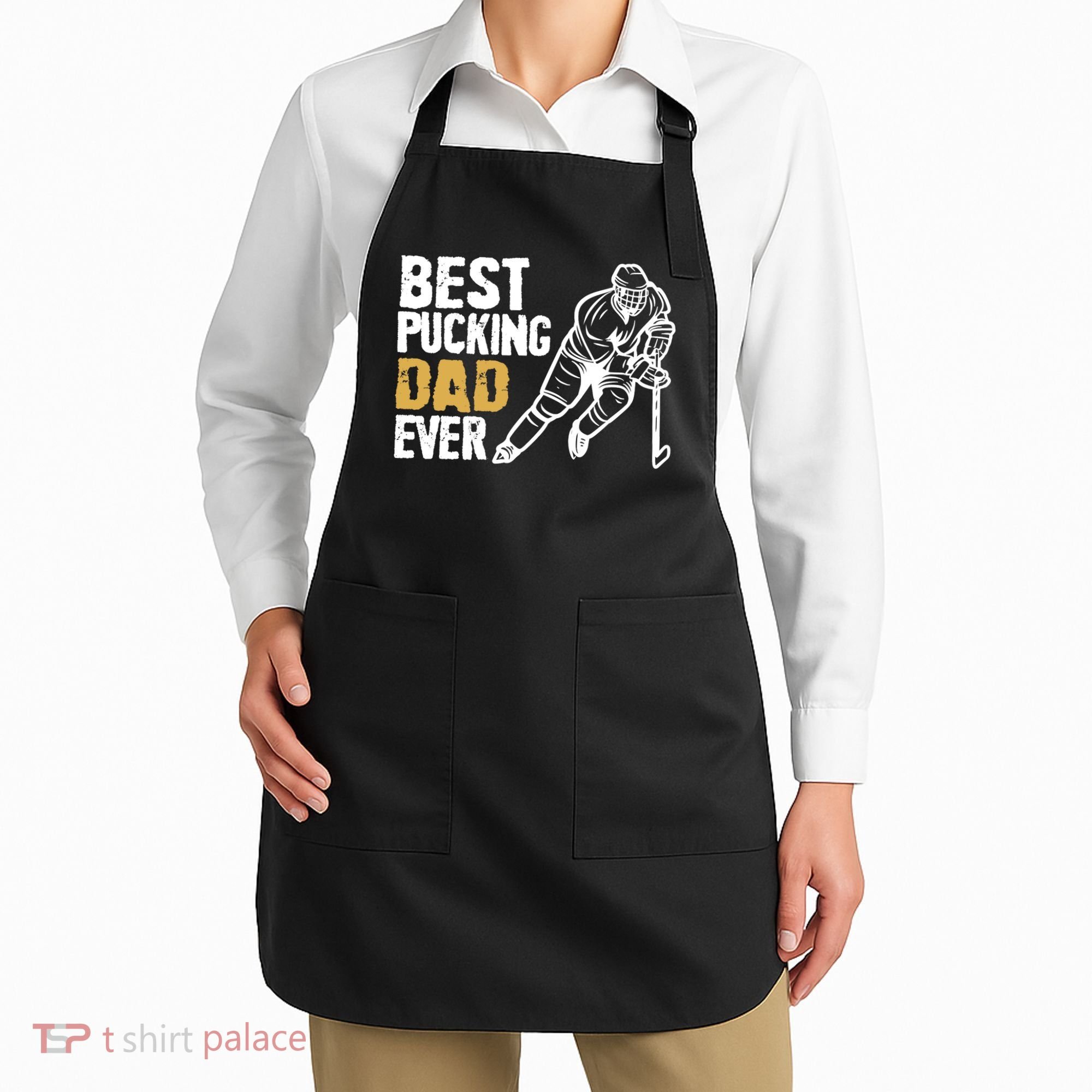 Best Pucking Dad Ever Retro Ice Hockey Coach On Father's Day Apron
