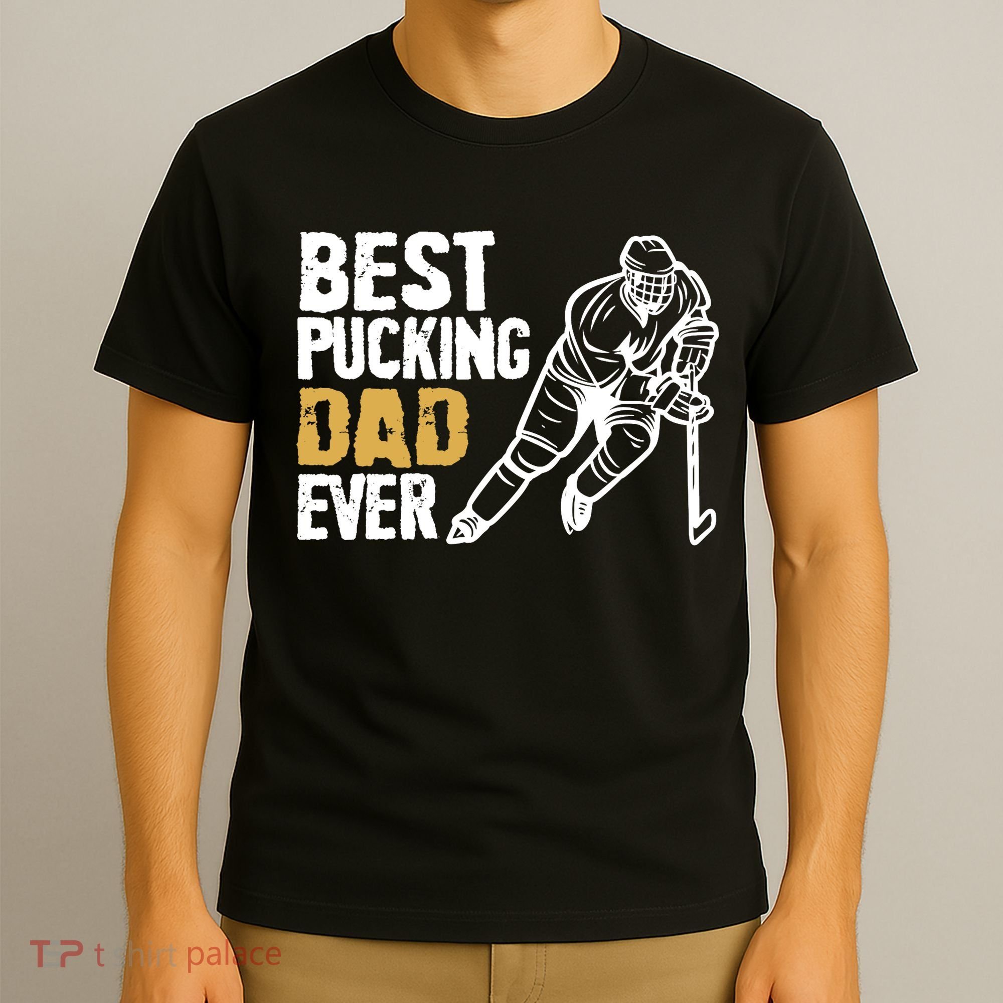 Best Pucking Dad Ever Retro Ice Hockey Coach On Father's Day T-Shirt