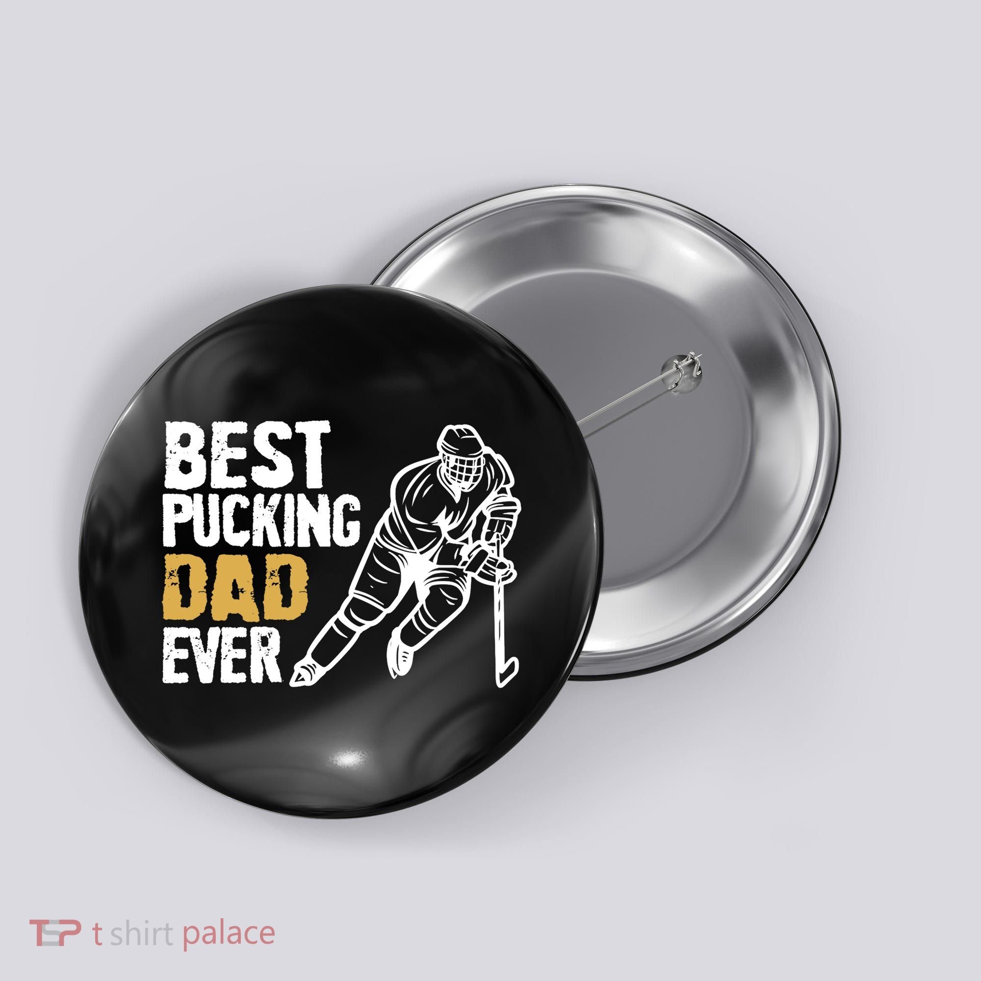 Best Pucking Dad Ever Retro Ice Hockey Coach On Father's Day Button