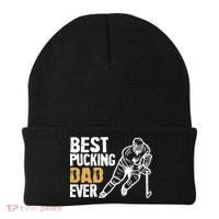 Best Pucking Dad Ever Retro Ice Hockey Coach On Father's Day Beanie thumb 0
