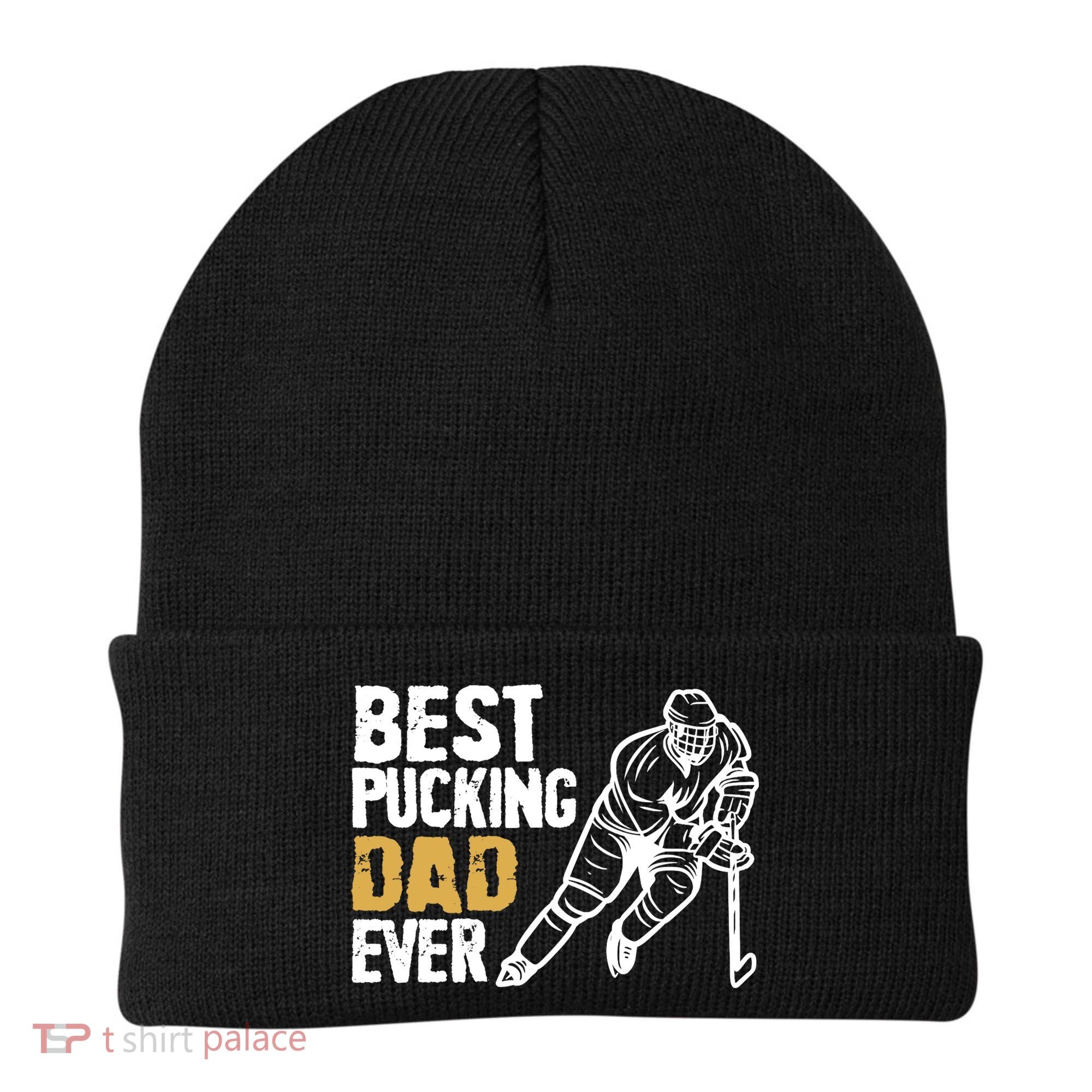 Best Pucking Dad Ever Retro Ice Hockey Coach On Father's Day Beanie