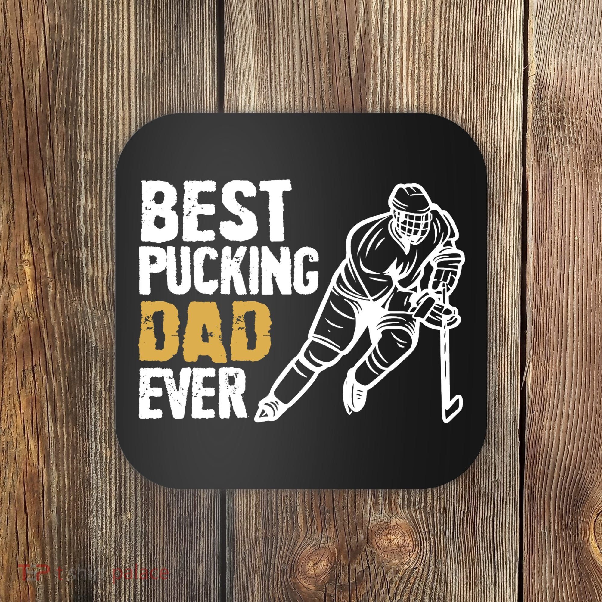 Best Pucking Dad Ever Retro Ice Hockey Coach On Father's Day Coaster