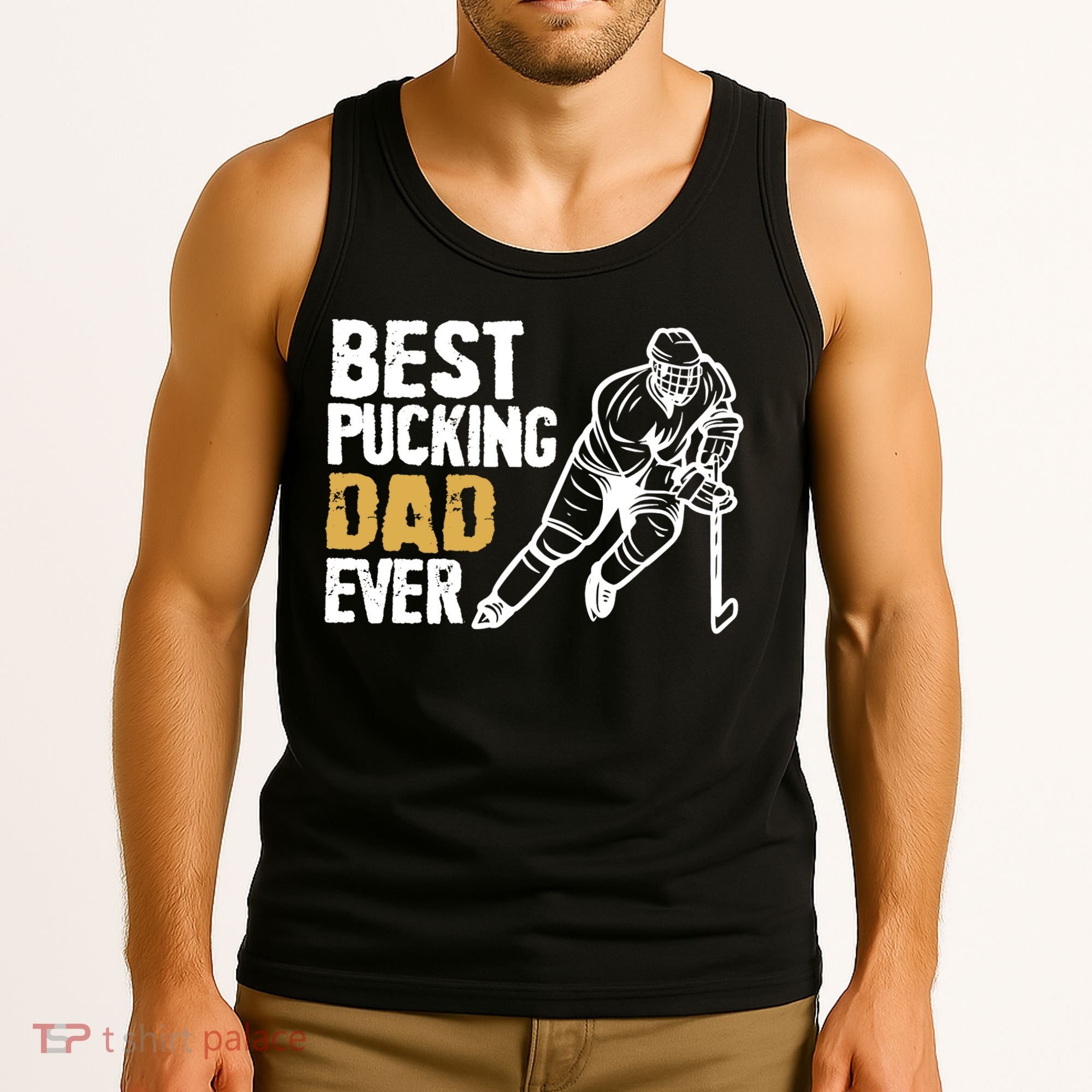 Best Pucking Dad Ever Retro Ice Hockey Coach On Father's Day Tank Top