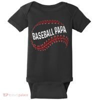 Baseball Papa Dad My Favorite Baseball Player Calls Me Baby Bodysuit thumb 0