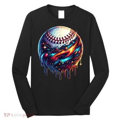 Baseball Planet Drip Baseball Drip Baseball Ice Cream Drip  Long Sleeve Shirt