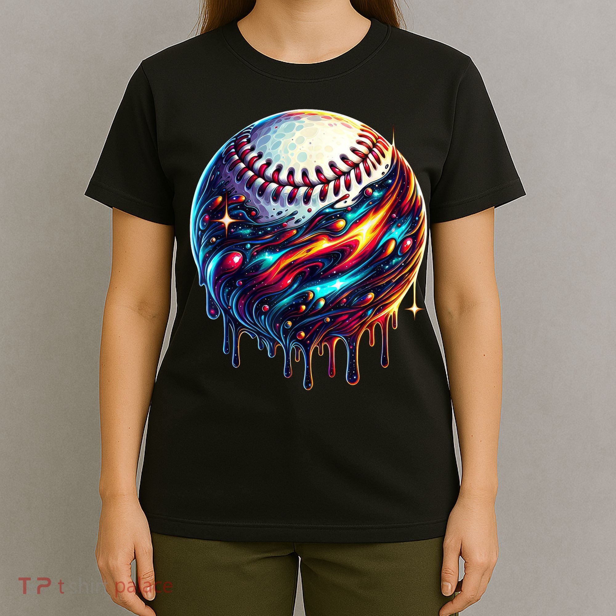 Baseball Planet Drip Baseball Drip Baseball Ice Cream Drip  T-Shirt