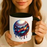 Baseball Planet Drip Baseball Drip Baseball Ice Cream Drip  Coffee Mug thumb 3