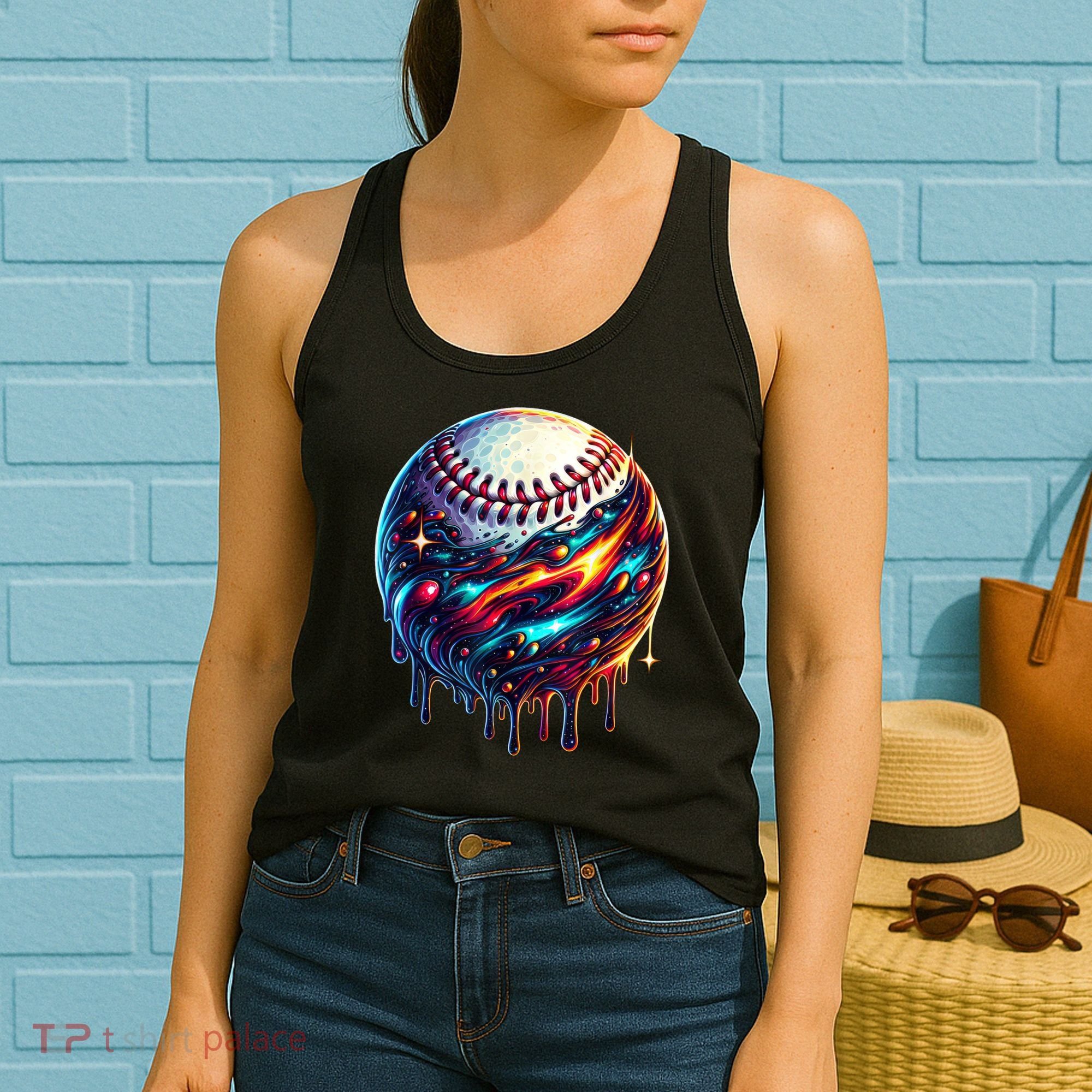 Baseball Planet Drip Baseball Drip Baseball Ice Cream Drip  Women's Tank Top