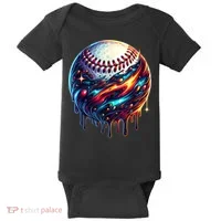 Baseball Planet Drip Baseball Drip Baseball Ice Cream Drip  Baby Bodysuit thumb 0