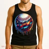 Baseball Planet Drip Baseball Drip Baseball Ice Cream Drip  Tank Top thumb 3