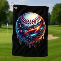 Baseball Planet Drip Baseball Drip Baseball Ice Cream Drip  Golf Towel thumb 1