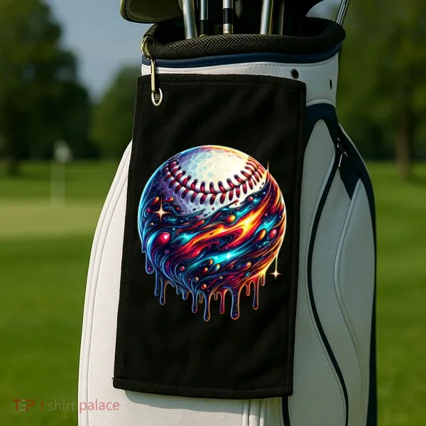 Baseball Planet Drip Baseball Drip Baseball Ice Cream Drip  Golf Towel