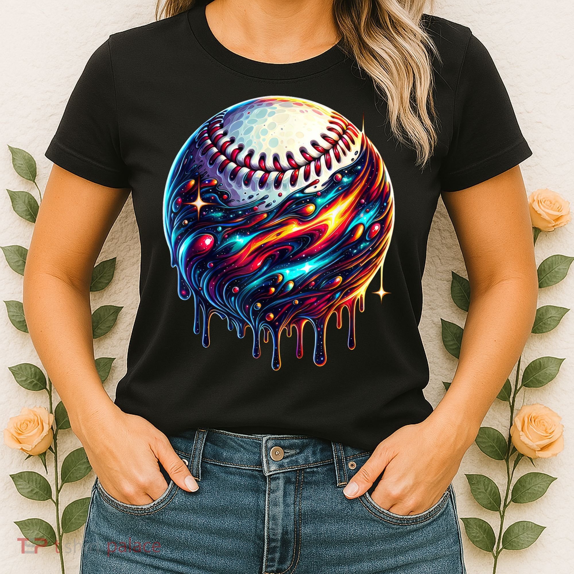 Baseball Planet Drip Baseball Drip Baseball Ice Cream Drip  Women's T-Shirt