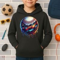 Baseball Planet Drip Baseball Drip Baseball Ice Cream Drip  Kids Hoodie thumb 2