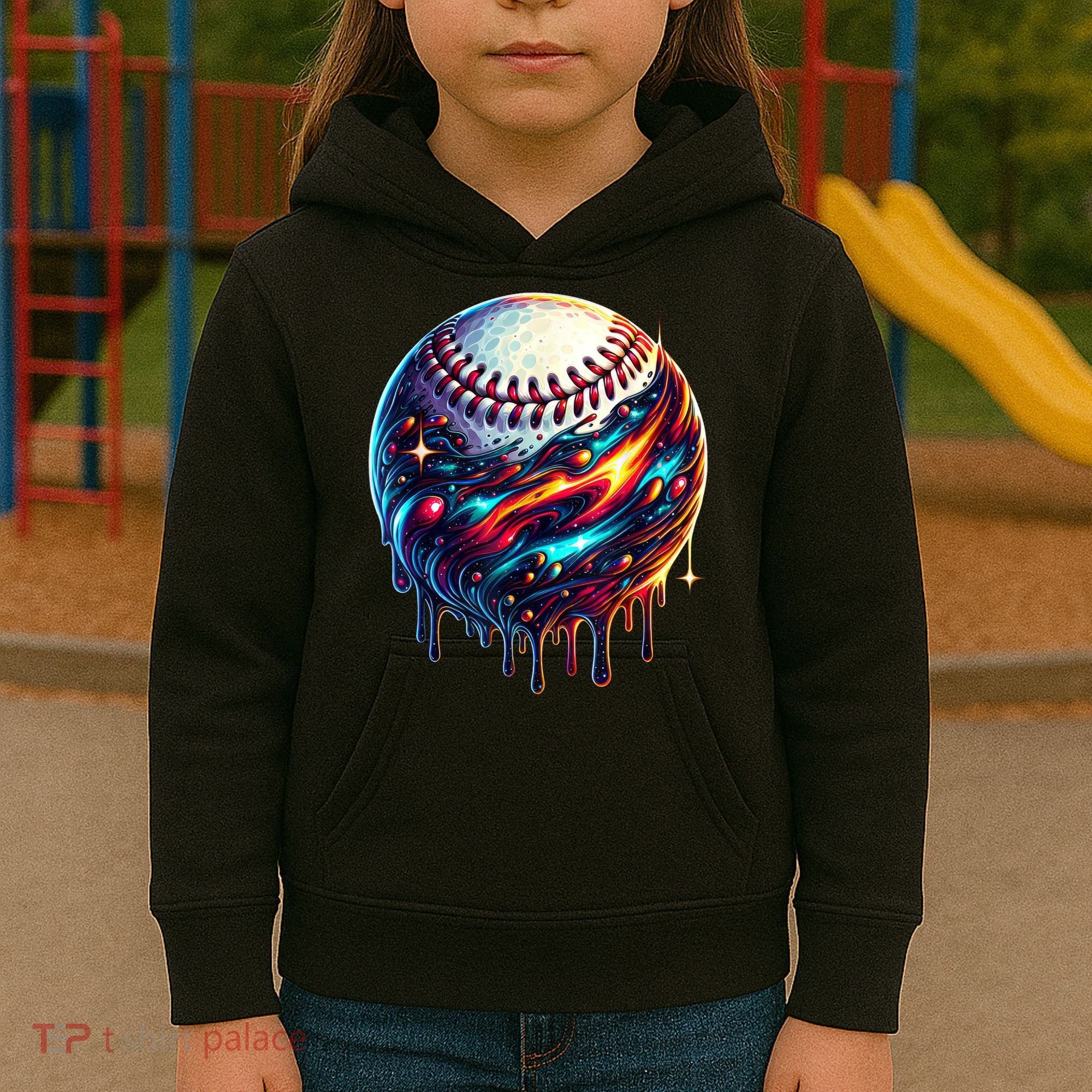 Baseball Planet Drip Baseball Drip Baseball Ice Cream Drip  Kids Hoodie