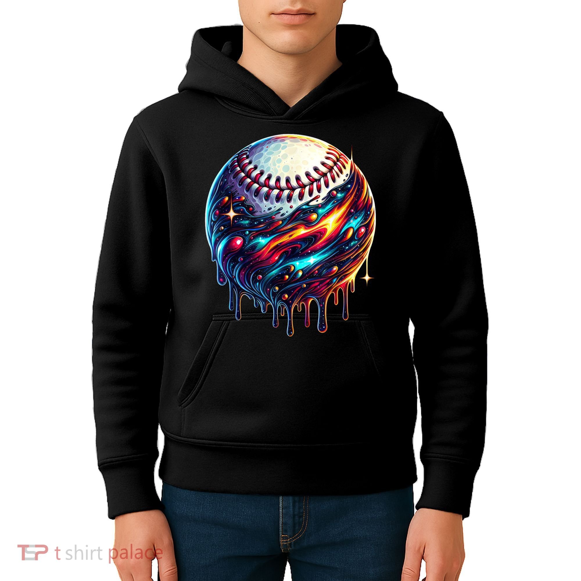Baseball Planet Drip Baseball Drip Baseball Ice Cream Drip  Kids Hoodie