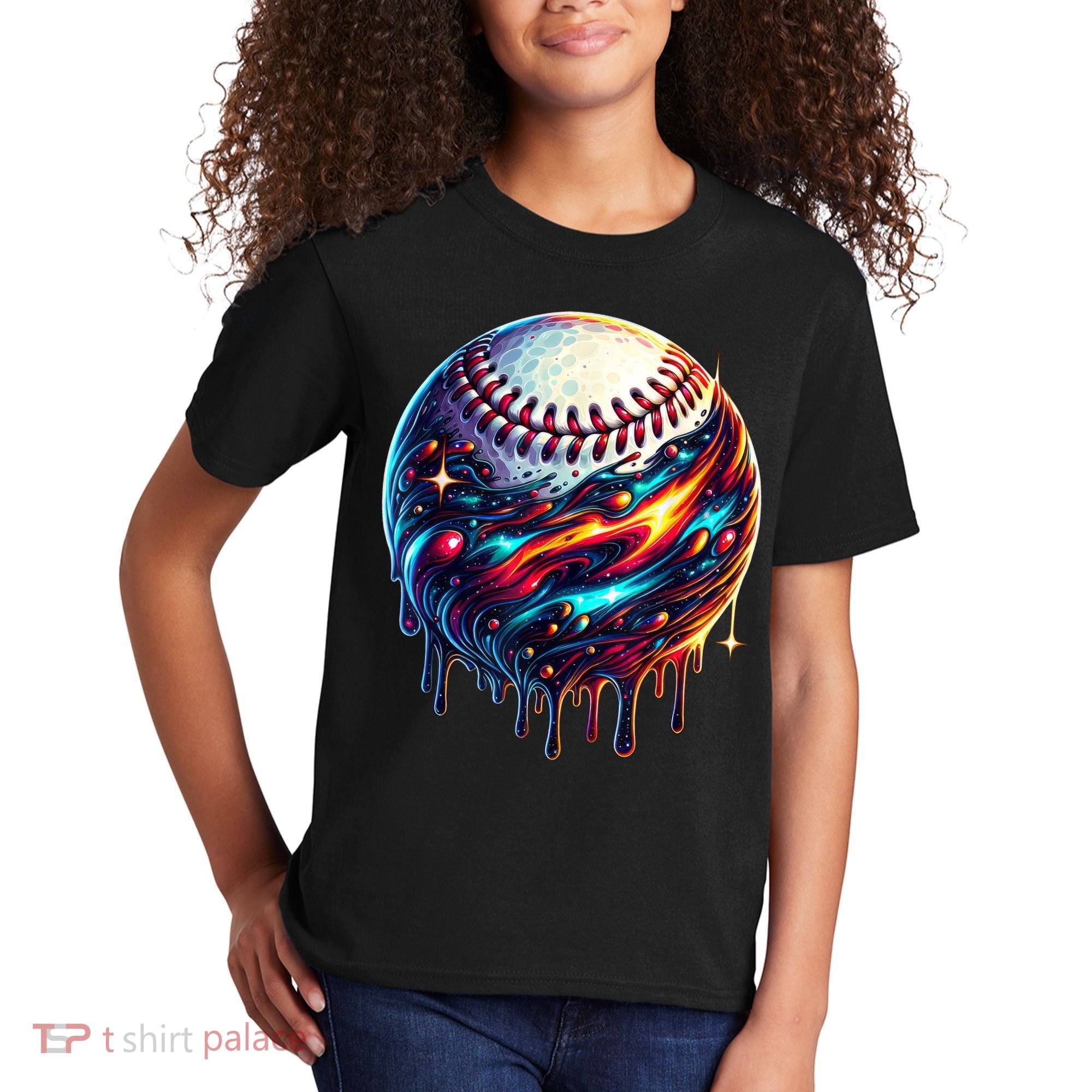 Baseball Planet Drip Baseball Drip Baseball Ice Cream Drip  Kids T-Shirt