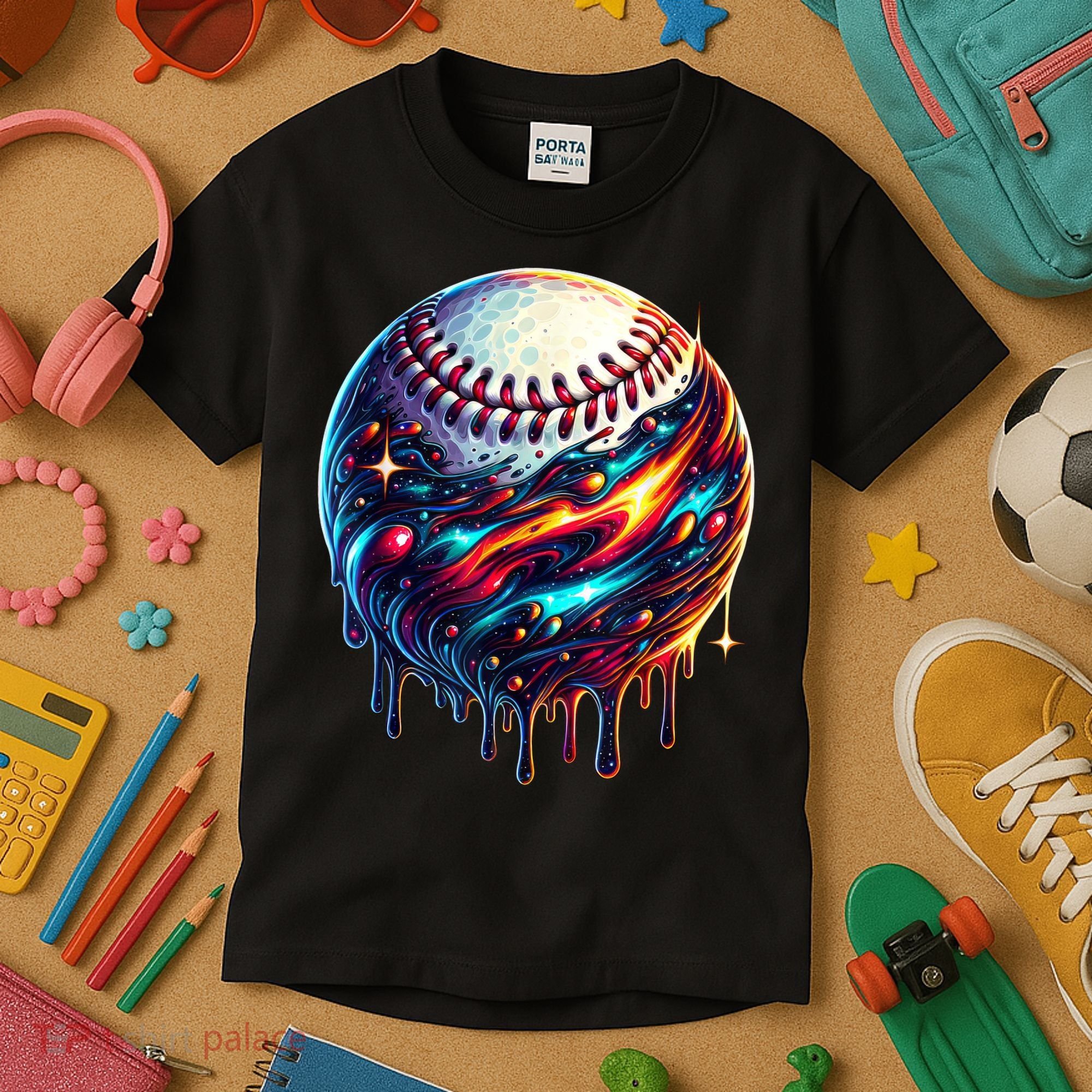 Baseball Planet Drip Baseball Drip Baseball Ice Cream Drip  Kids T-Shirt