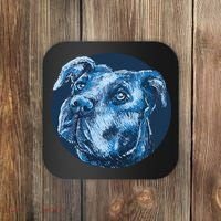 Blue Pitbull Dog Animal Portrait Cute Coaster thumb 0
